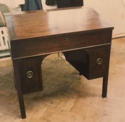 After: ex chicken shed desk after restoration